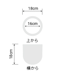 サイズ:外径 18cm、内径 16cm、高さ 18cm