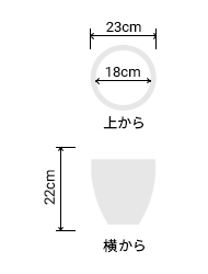 サイズ:外径 23cm、内径 18cm、高さ 22cm