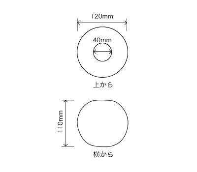 サイズ:外径 12cm、内径 4cm、高さ 11cm