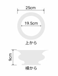 サイズ:外径 25cm、内径 19.5cm、高さ 9cm