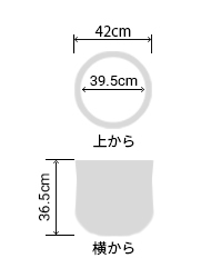 サイズ:外径 42cm、内径 39.5cm、高さ 36.5cm