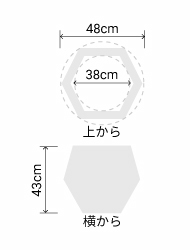 サイズ:外径 48cm、内径 38cm、高さ 43cm
