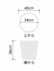 サイズ:外径 40cm、内径 34cm、高さ 38cm