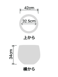 サイズ:外径 42cm、内径 32.5cm、高さ 34cm